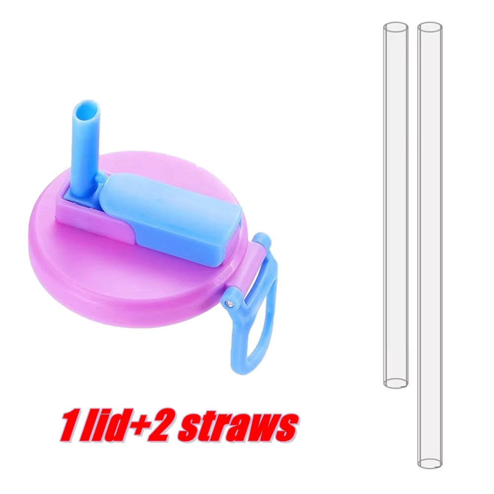 1PCS Soda Can Lid with 2 Straws Reusable Silicone Lid Cover Portable Canned Beverages Juice Beer Straw Cap for Home Picnic